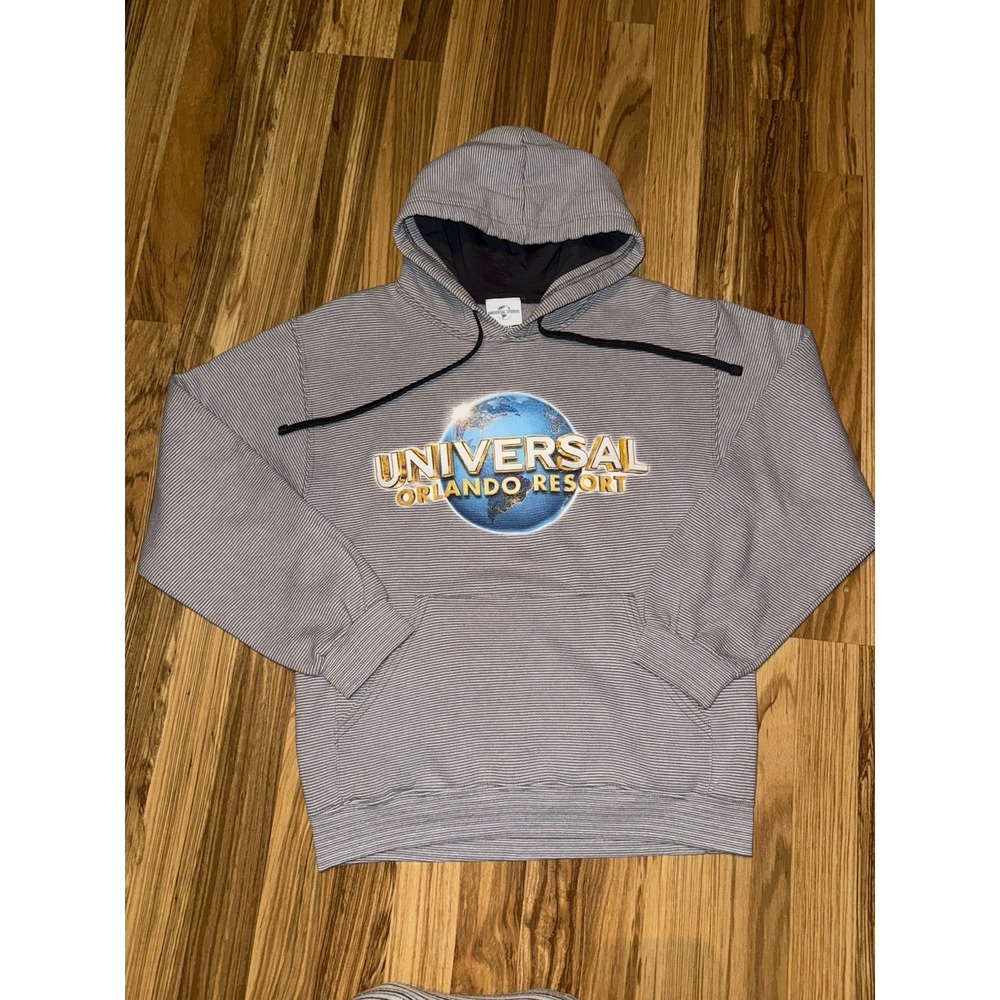 VTG Universal Studios Orlando Florida Resort Pullover Hoodie Gray Stripe Small